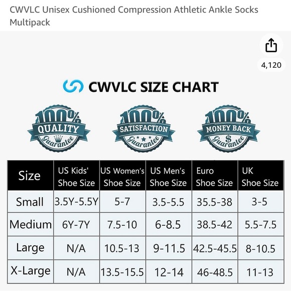 NWT CWVLC compression athletic ankle socks 3 pack - Picture 4 of 9